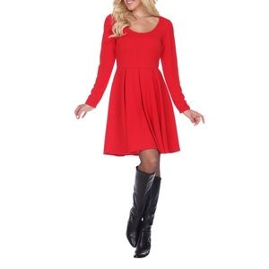 Red Long Sleeve Fit and Flare Dress (size Small)